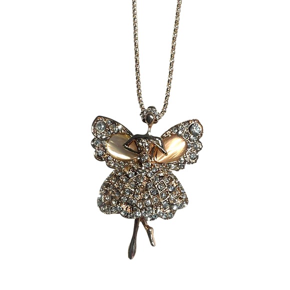Betsey Johnson Jewelry - Betsey Johnson Large Fairy Ballerina Gold Tone Statement 13" Necklace-NEW